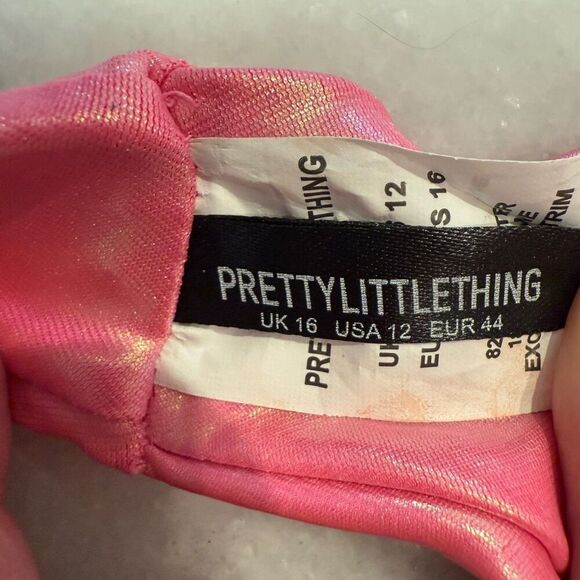PrettyLittleThing Metallic 3-Piece Underwired Cover Up Pink Bikini Set Size 12 - Picture 11 of 11